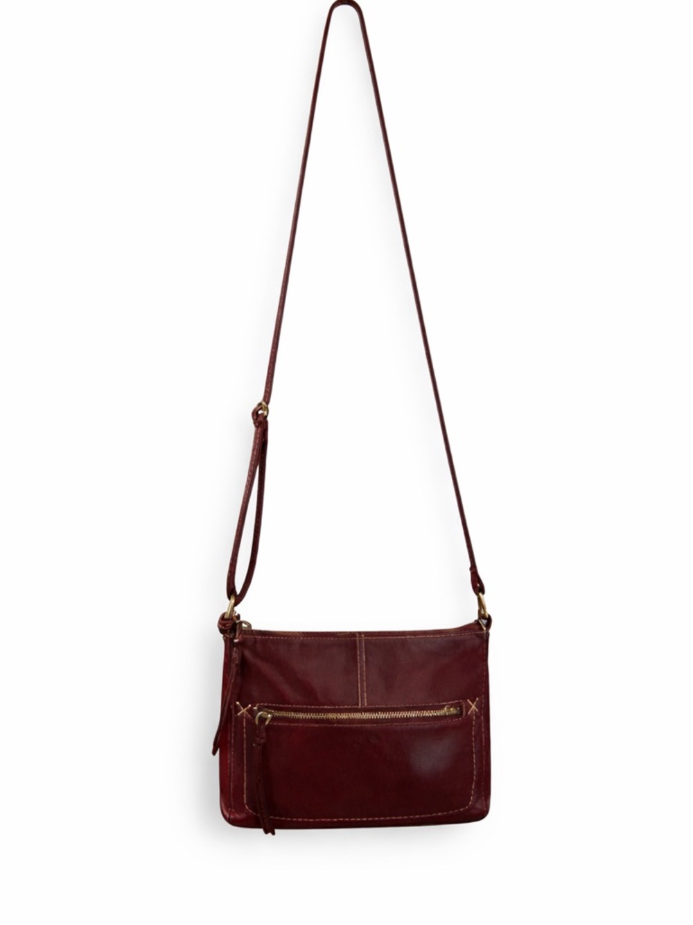 Margot New York Brown Leather Crossbody Bag Adjustable Strap Zip Pocket Purse